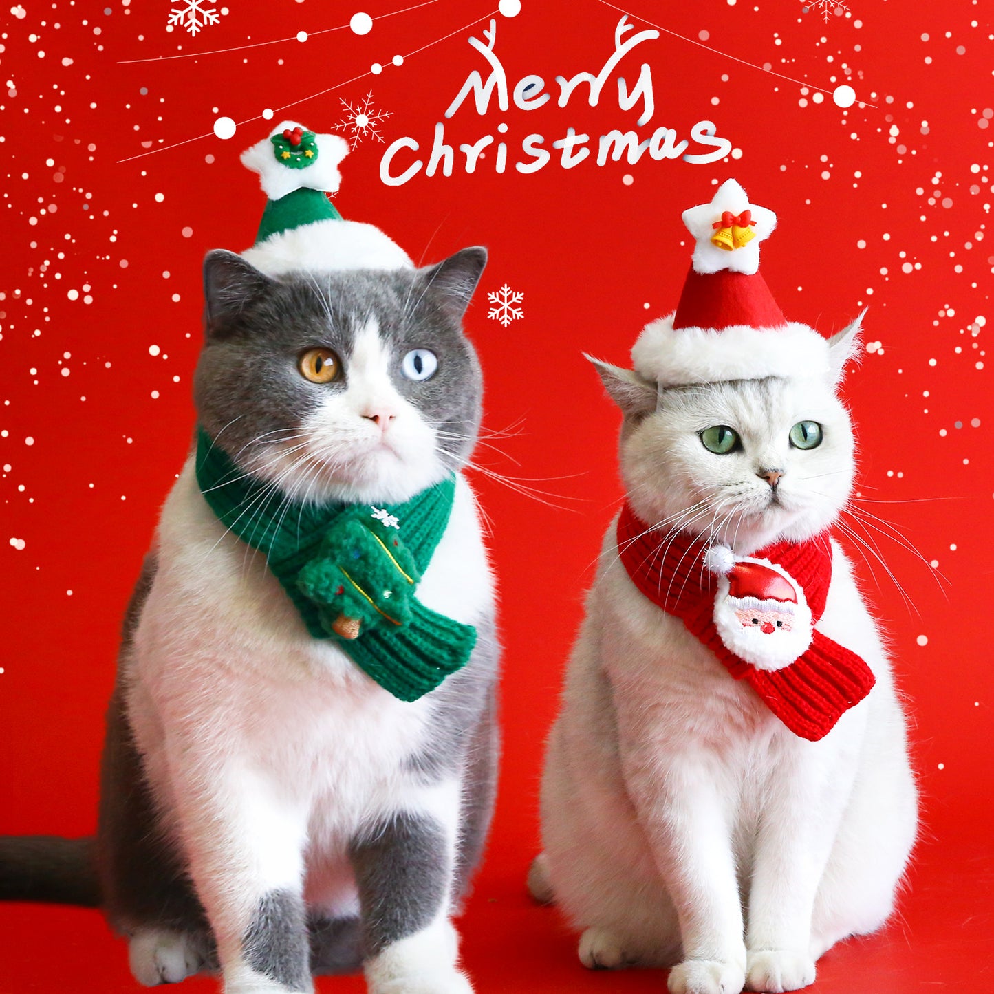 Plush Hat Set for Cats and Dogs - Holiday Pet Clothing