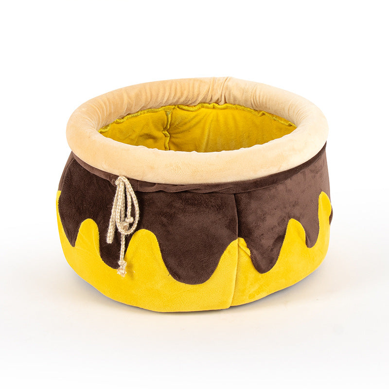 Bee Jar Pet Bed for Cats & Small Dogs | Cozy Plush Pet Bedding