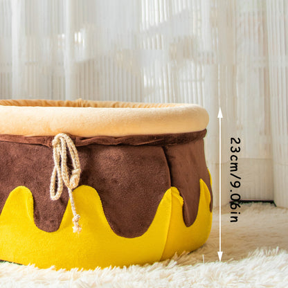 Bee Jar Pet Bed for Cats & Small Dogs | Cozy Plush Pet Bedding