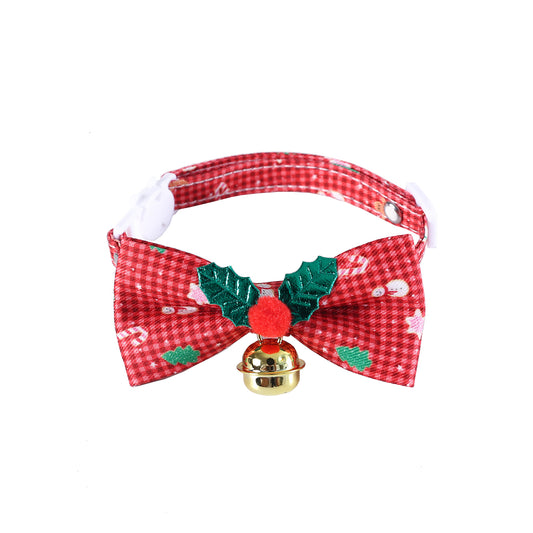 Christmas Plaid Bow Tie Pet Collar for Dogs and Cats