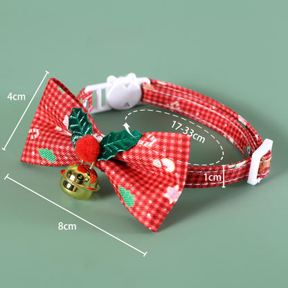 Christmas Plaid Bow Tie Pet Collar for Dogs and Cats