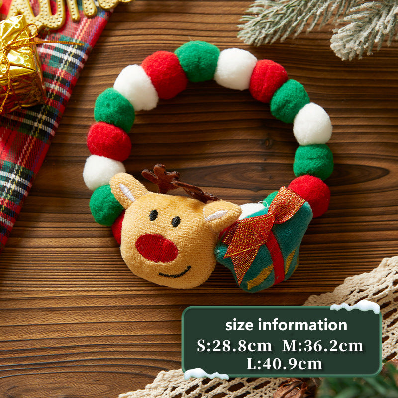 Festive Plush Christmas Collar for Small Dogs and Cats