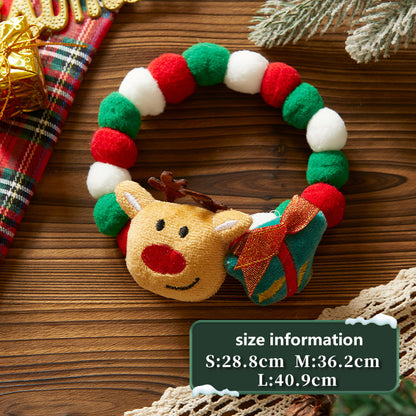 Festive Plush Christmas Collar for Small Dogs and Cats