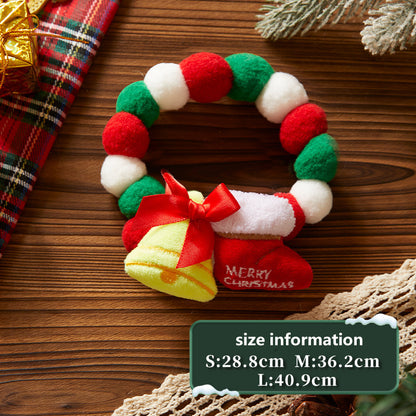 Festive Plush Christmas Collar for Small Dogs and Cats