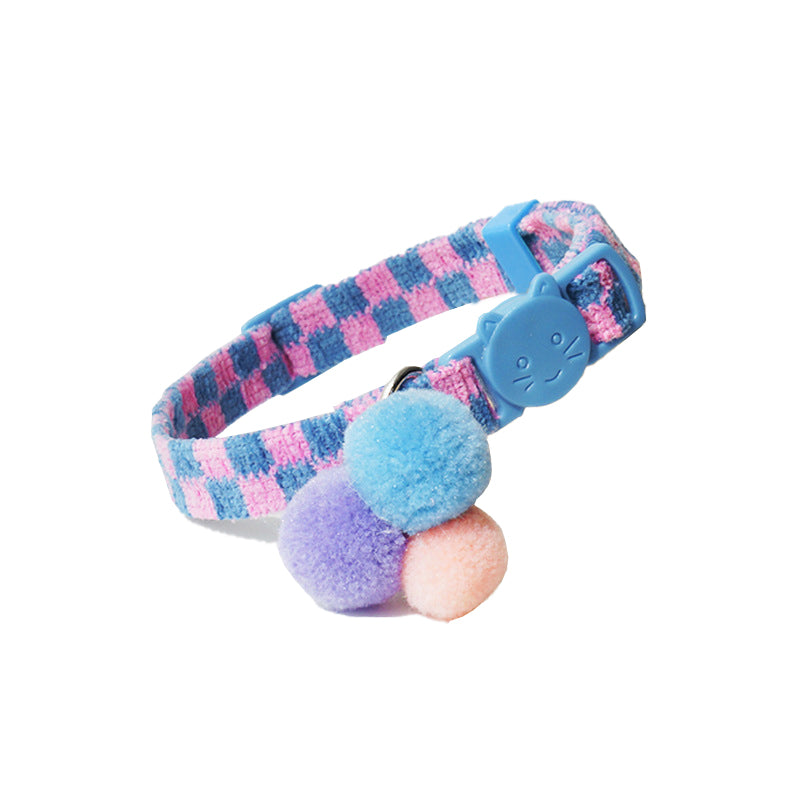 Comfortable Plush Cute Plaid Pet Collar for Dogs and Cats