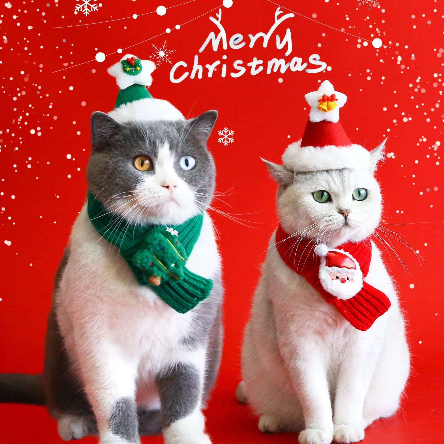 Plush Hat Set for Cats and Dogs - Holiday Pet Clothing