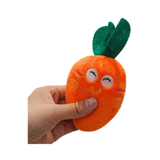 Durable cute radish puppy toy that resists biting and makes a sound for interactive play.