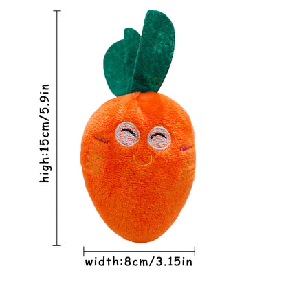 Durable cute radish puppy toy that resists biting and makes a sound for interactive play.