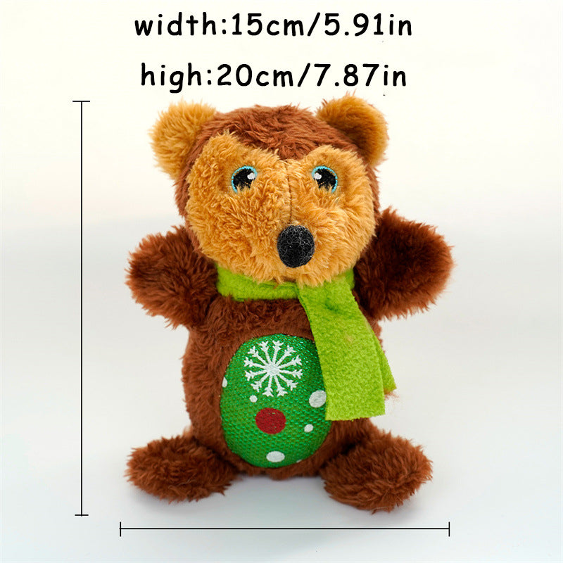 Interactive sounding plush dog toy for fun playtime.