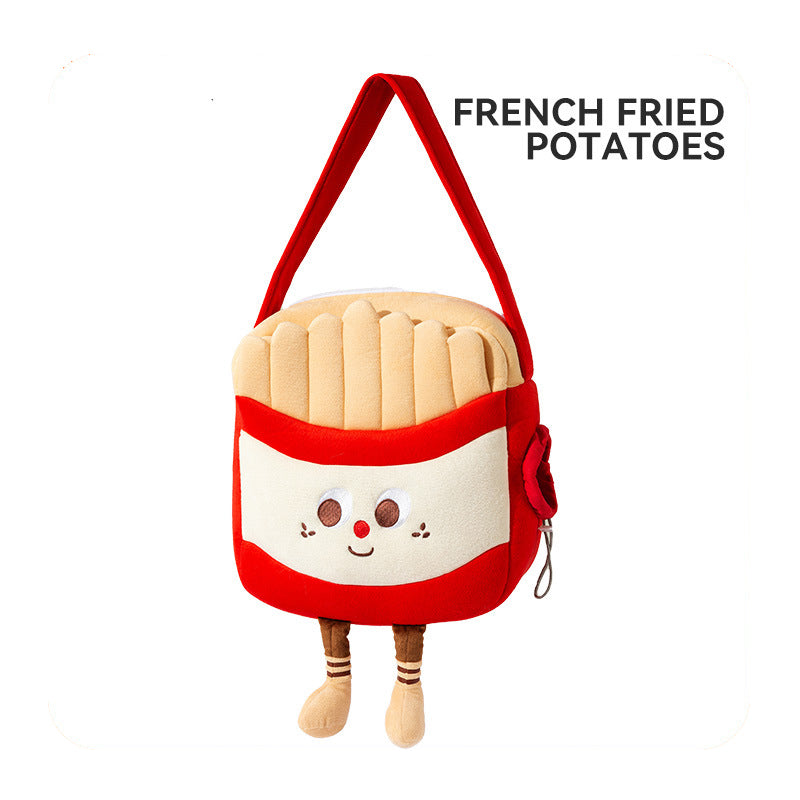 Cat travel bag with hamburger fries design and secure zipper