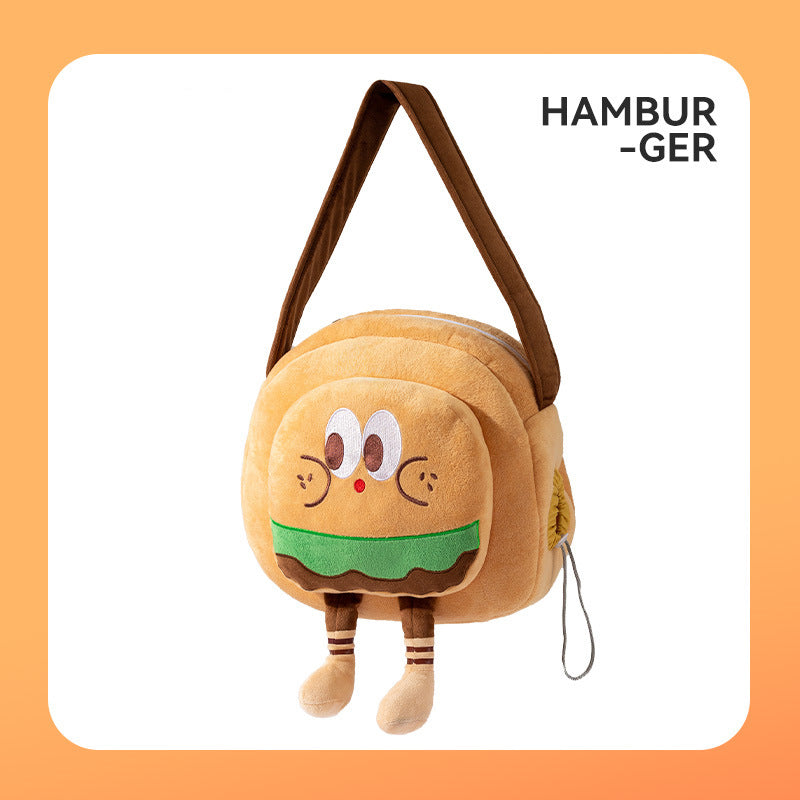 Cat travel bag with hamburger fries design and secure zipper