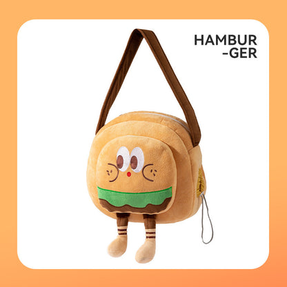 Cat travel bag with hamburger fries design and secure zipper