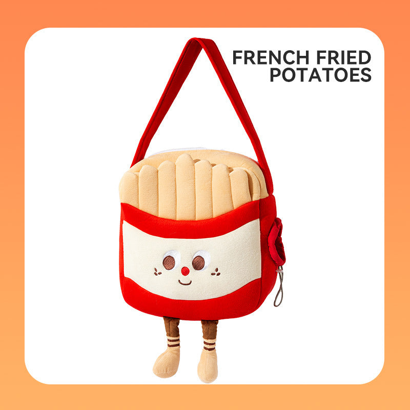 Cat travel bag with hamburger fries design and secure zipper