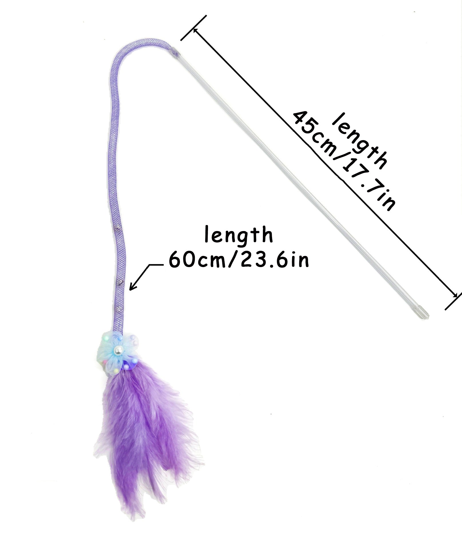 Hand-held feather cat teasing stick toy for cats