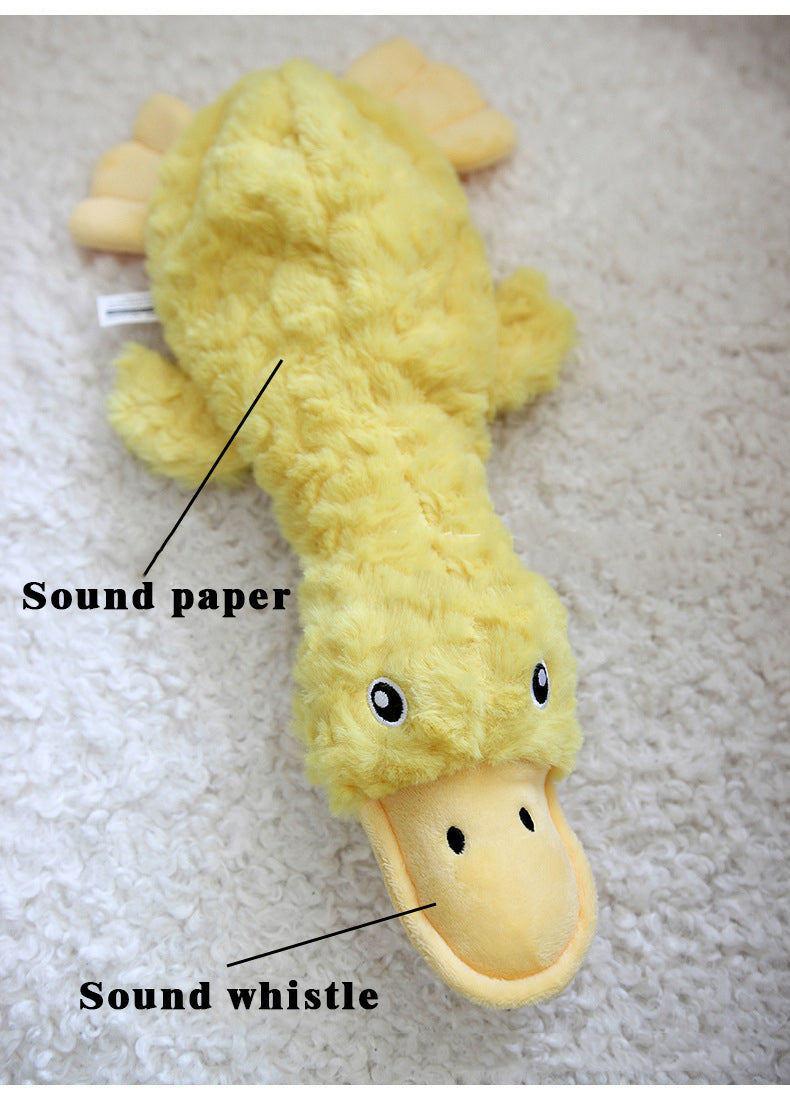 Sound-producing plush duck toy for dogs and cats