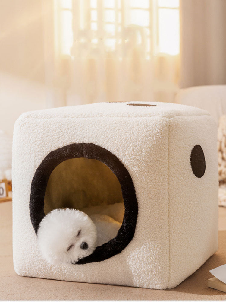 Transformable Dice-Shaped Memory Foam Pet Bed for Dogs and Cats