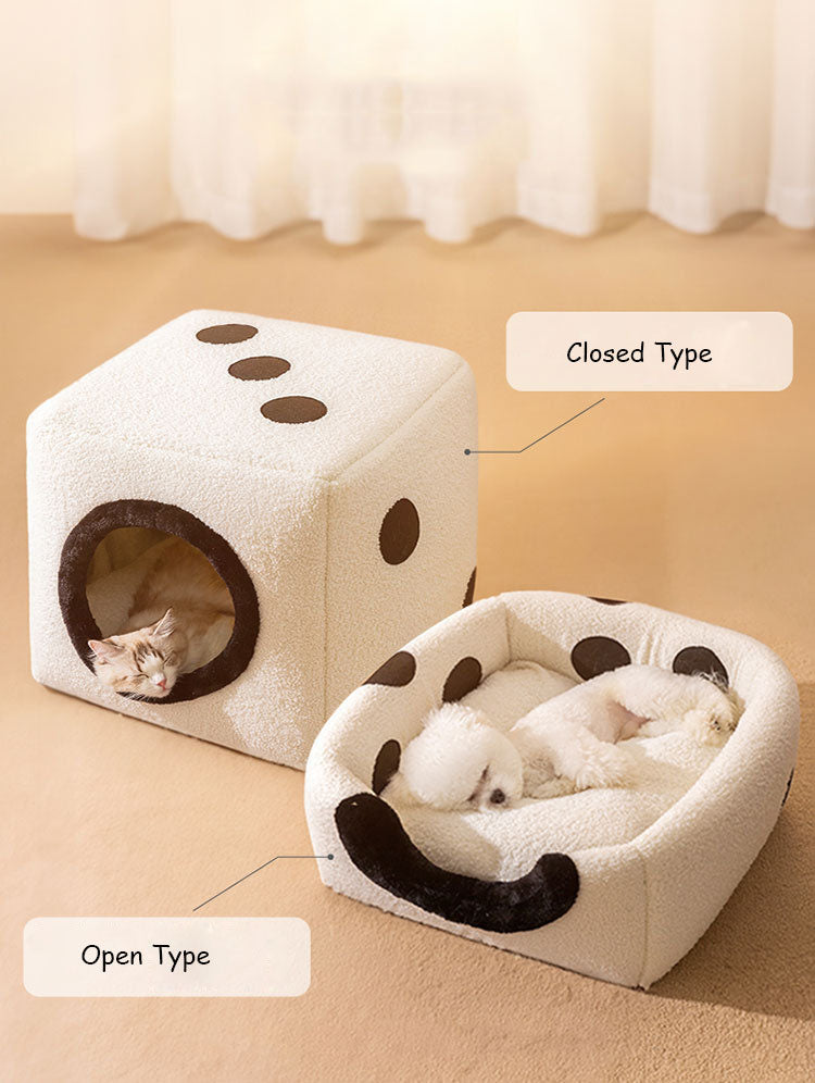 Transformable Dice-Shaped Memory Foam Pet Bed for Dogs and Cats