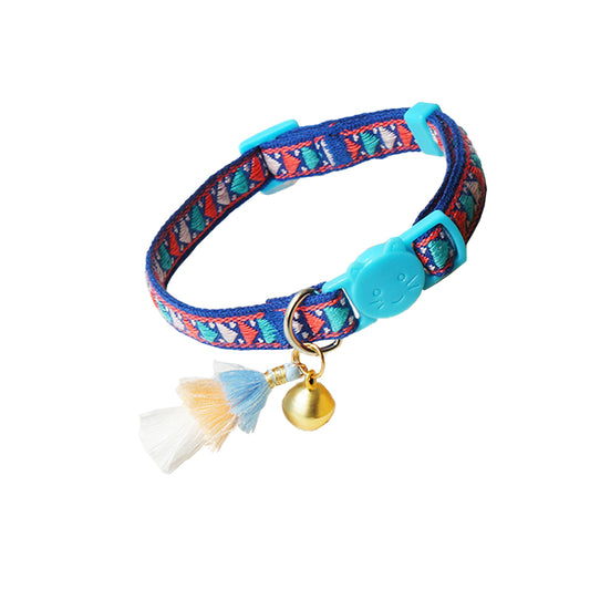 Triangular geometric tassel bell pet collar for cats and dogs